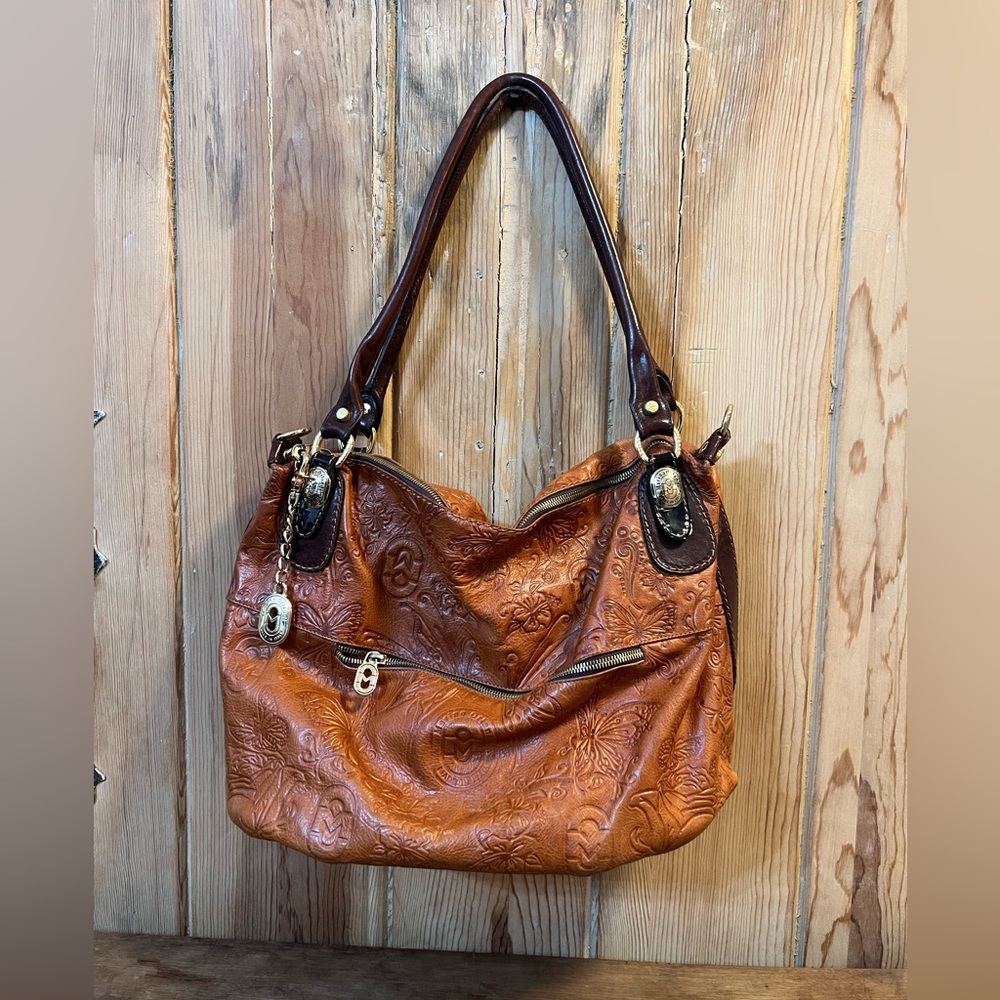 Marino Orlandi Embossed Leather handbag, made in Italy